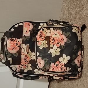 Black and pink floral diaper bag